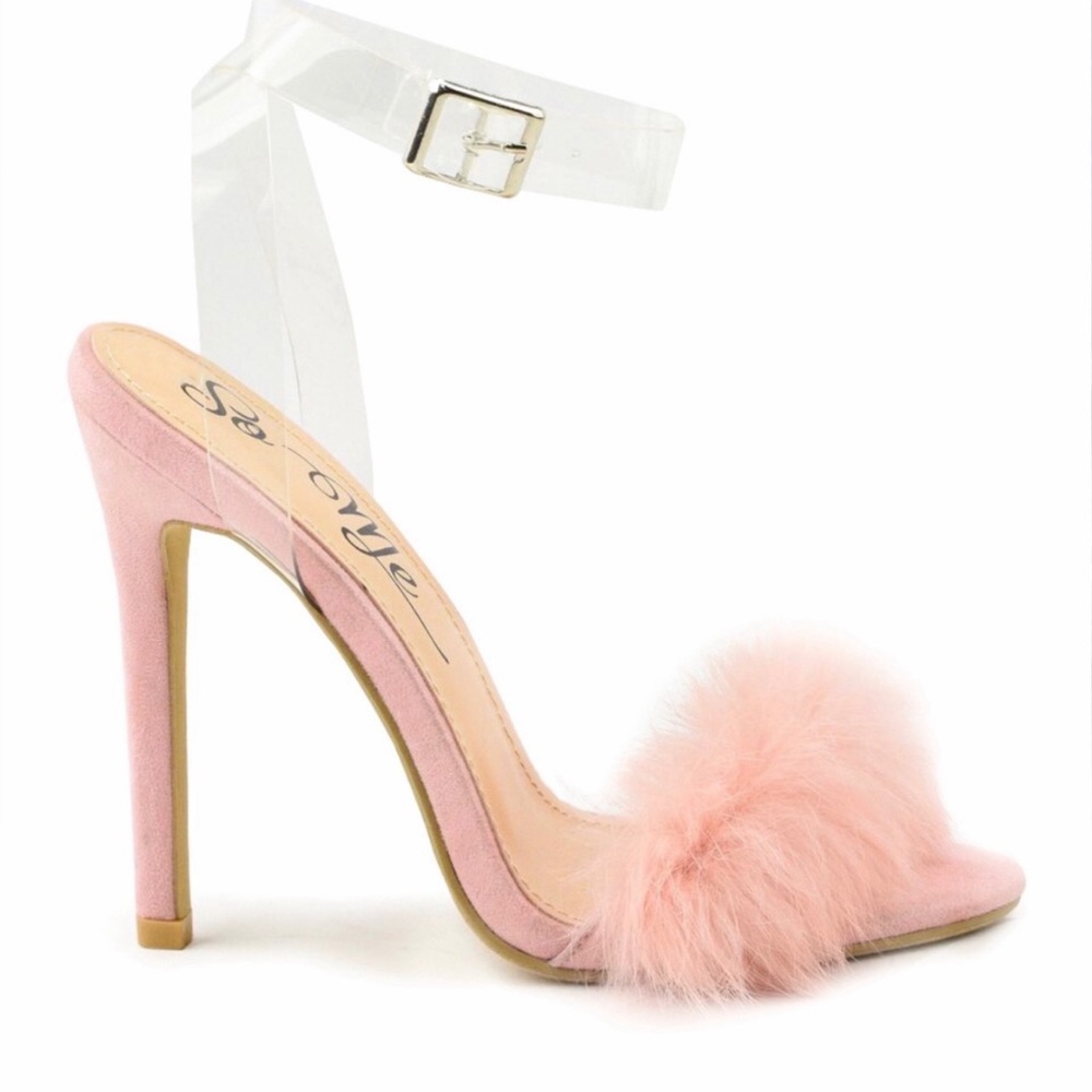 Pink fur heels